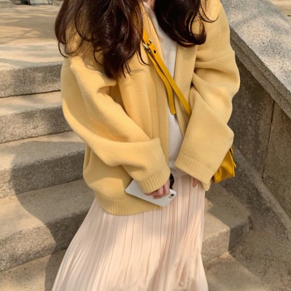 women casual long sleeve v neck solid women sweater coat knitted cardigans spring autumn cardigan, White
women casual long sleeve v neck solid women sweater coat knitted cardigans spring autumn cardigan, White