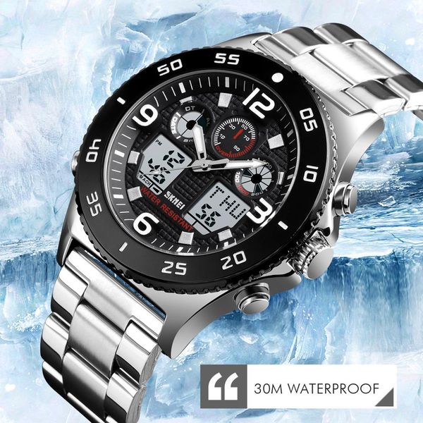 skmei business watch men wristwatch quartz dual display watch fashion casual 3 time waterproof satch clock relogio masculino ly191226, Slivery;brown
skmei business watch men wristwatch quartz dual display watch fashion casual 3 time waterproof satch clock relogio masculino ly191226, Slivery;brown