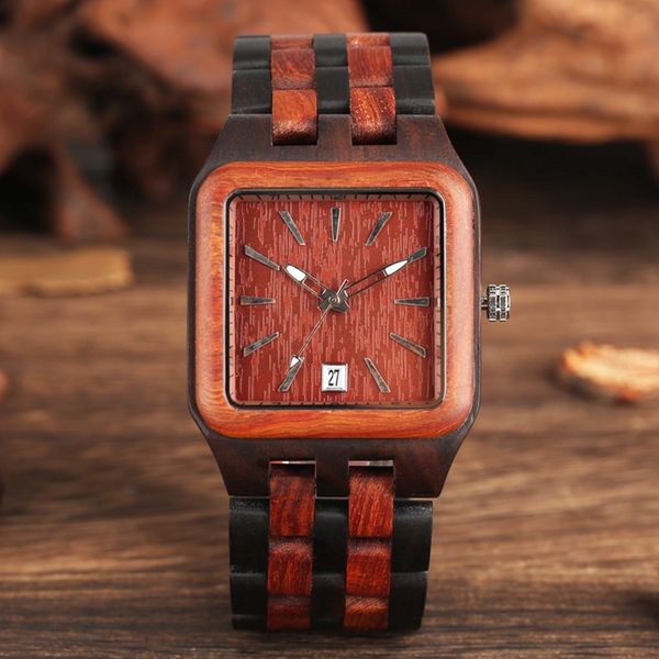 red sandalwood wood watch mens unique rectangle dial light clock man full natural woody bracelet calendar date quartz wristwatch, Slivery;brown
red sandalwood wood watch mens unique rectangle dial light clock man full natural woody bracelet calendar date quartz wristwatch, Slivery;brown