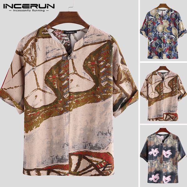 incerun vintage printed men shirt v neck half sleeve chinese style cotton chic streetwear casual shirts men camisa s-5xl 2020, White;black
incerun vintage printed men shirt v neck half sleeve chinese style cotton chic streetwear casual shirts men camisa s-5xl 2020, White;black
