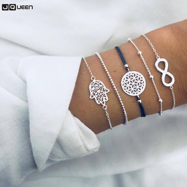 new 5 pcs/ set punk retro palm map digital 8 bead gem silver chain pendant bracelet set female charm multilayer bracelet, Golden;silver
new 5 pcs/ set punk retro palm map digital 8 bead gem silver chain pendant bracelet set female charm multilayer bracelet, Golden;silver