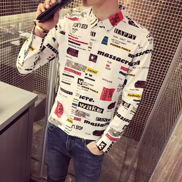 2019 autumn clothing spirit guy man long sleeve shirt korean streetwear chemise hawaienne homme camisa social masculina, White;black
2019 autumn clothing spirit guy man long sleeve shirt korean streetwear chemise hawaienne homme camisa social masculina, White;black