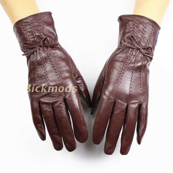 

2017 gloves eldiven female leather gloves sheepskin multiple color velvet lining warm autumn and winter mitts shipping, Blue;gray