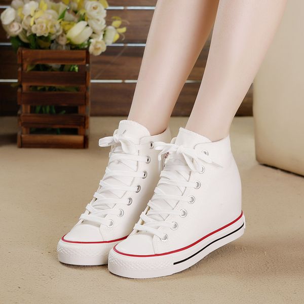 women shoes 2018 new brand platform casual shoes hidden wedge boots for women high heel canvas, Black
women shoes 2018 new brand platform casual shoes hidden wedge boots for women high heel canvas, Black