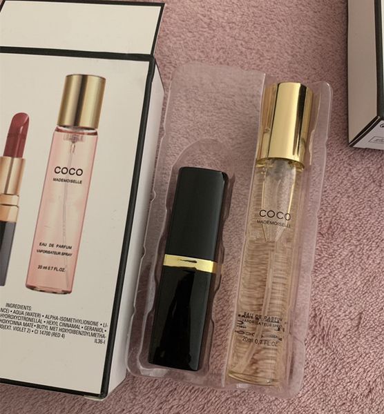 High Quality 2pcs =1 set Maquillage Matte rouge a levre Lipstick + Perfume parfum 20ml Fragrance Makeup Set