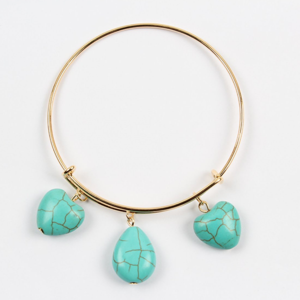 light yellow gold color alloy water drop and love heart green turquoises stone bangle romantic style jewelry, Black
light yellow gold color alloy water drop and love heart green turquoises stone bangle romantic style jewelry, Black