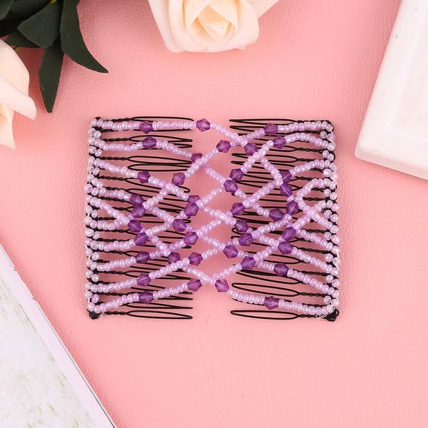 women fashion plastic beads double slide slide, stretchy hair comb clip, Golden;silver
women fashion plastic beads double slide slide, stretchy hair comb clip, Golden;silver