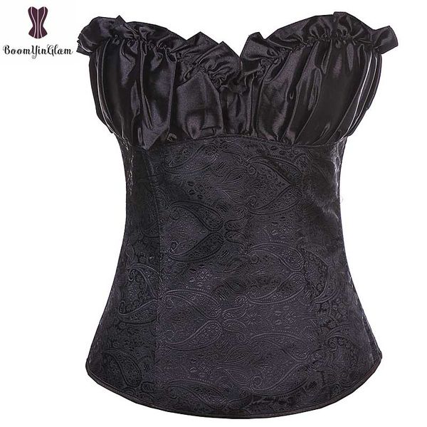 

satin cup corset luxury corsets women overbust korset fish boned bustier plus size 6xl gothic gorset waist slimming cincher, Black;white