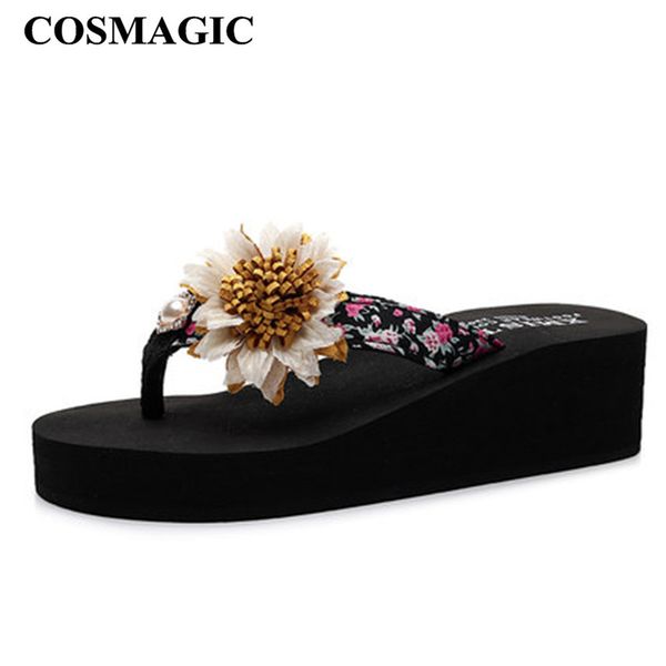 cosmagic fashion bohemia style flower flip flops wedge slipper 2019 new women summer beach platform handmade high heel slide, Black
cosmagic fashion bohemia style flower flip flops wedge slipper 2019 new women summer beach platform handmade high heel slide, Black