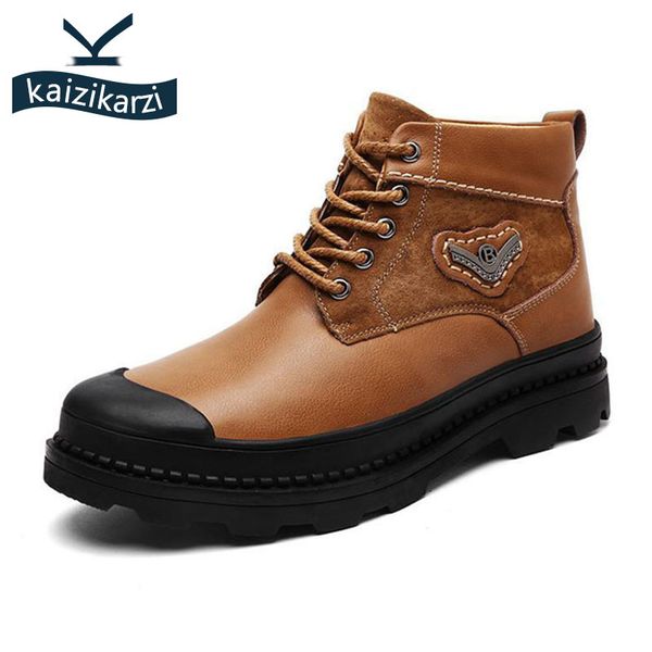 kaizikarzi men ankle boots genuine leather winter warm plush lace up work boots fashion round toe men footwear size 38-44, Black
kaizikarzi men ankle boots genuine leather winter warm plush lace up work boots fashion round toe men footwear size 38-44, Black