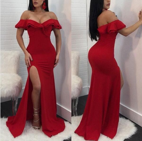 women's satin long red off shoulder evening dresses vestido de festa sleeveless robe de soirée zipper abendkleider party gowns, Black;red
women's satin long red off shoulder evening dresses vestido de festa sleeveless robe de soirée zipper abendkleider party gowns, Black;red