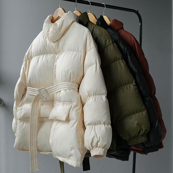 four color solid women parkas hooded zipper single breasted coat winter thick korean fashion sashes jacket, Black
four color solid women parkas hooded zipper single breasted coat winter thick korean fashion sashes jacket, Black