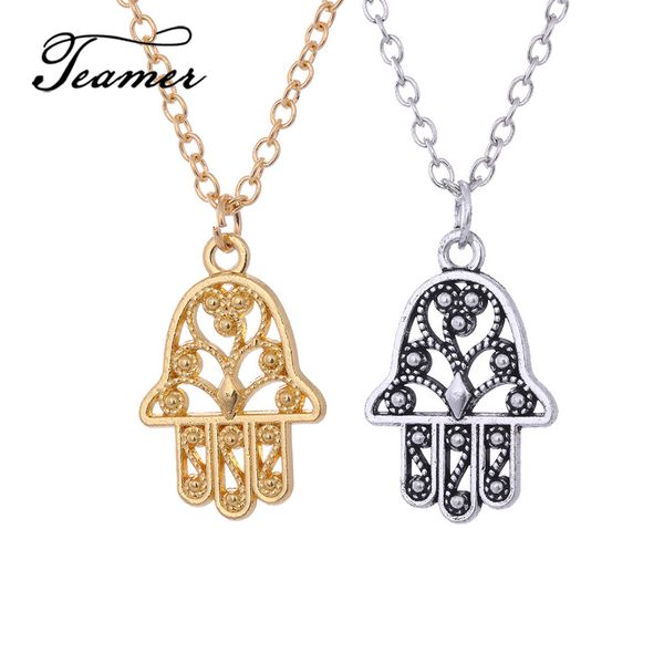 teamer khamsa ancient symbol hamesh hand pendant necklace hollow out regilious jewelry antique silver gold color link chain
teamer khamsa ancient symbol hamesh hand pendant necklace hollow out regilious jewelry antique silver gold color link chain