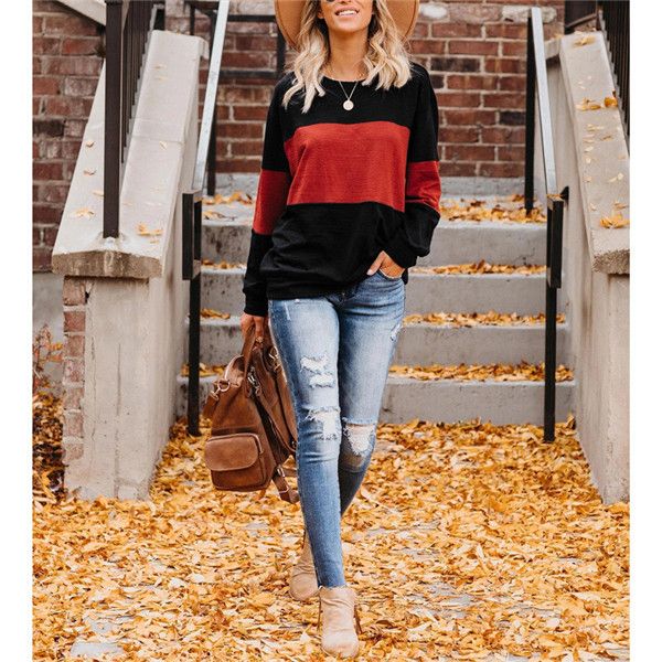 womens designer panelled t shirt spring autumn fashion ladies loose crew neck clothes female long sleeve tees, White;black
womens designer panelled t shirt spring autumn fashion ladies loose crew neck clothes female long sleeve tees, White;black