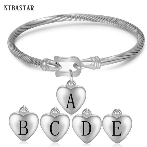 twisted cable bracelets heart charm bracelet women's stainless steel initials bracelets bangles for woman, Black
twisted cable bracelets heart charm bracelet women's stainless steel initials bracelets bangles for woman, Black