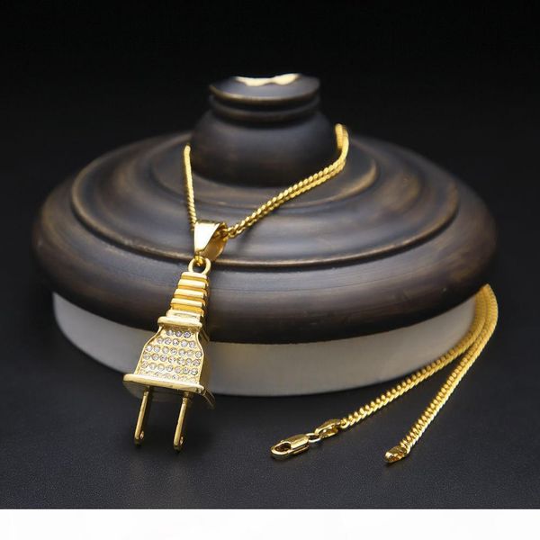 hip hop necklace gold plated titanium plug cz crystal bling personality pendant necklace cuban chain necklace men's jewelry, Silver
hip hop necklace gold plated titanium plug cz crystal bling personality pendant necklace cuban chain necklace men's jewelry, Silver