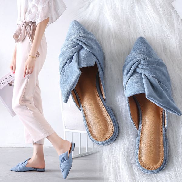 women elegant slippers flock bow-knot female mules fashion low heel pointed toe ladies office shoes flat woman shoe slipper, Black
women elegant slippers flock bow-knot female mules fashion low heel pointed toe ladies office shoes flat woman shoe slipper, Black