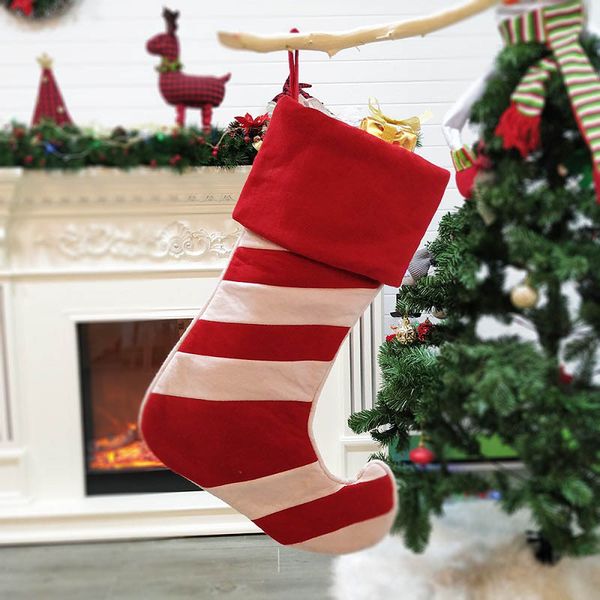 

christmas spirit candy stocking santa elf spirit gift stockings stripe lattice treat pocket gifts bags present christmas tree ornaments