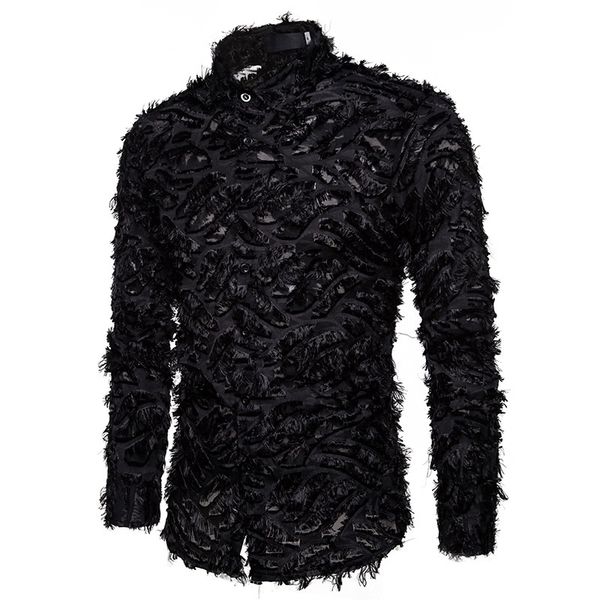 black feather lace shirt men fashion see through clubwear dress shirts mens event party prom transparent chemise s-3xl, White;black
black feather lace shirt men fashion see through clubwear dress shirts mens event party prom transparent chemise s-3xl, White;black