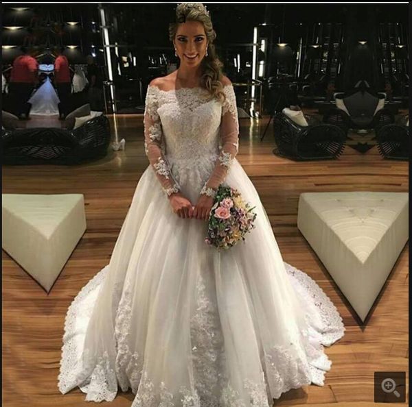 vestidos de novia luxury lace appliques wedding dress 2019 boat neck wedding gowns beaded plus size bridal dress robe de mariee, White
vestidos de novia luxury lace appliques wedding dress 2019 boat neck wedding gowns beaded plus size bridal dress robe de mariee, White