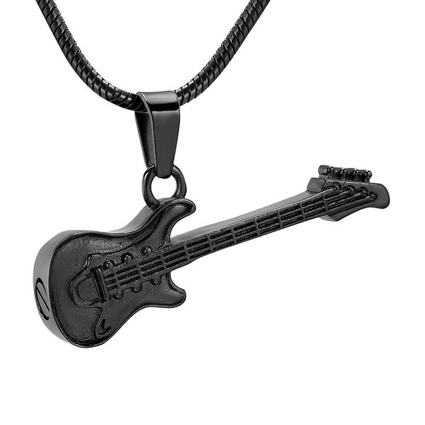 ijd11728 черный музыкальный инструмент гитара из нержавеющей стали памятные ювелирные изделия кремация ожерелье женщины и мужчины гитара оже, Silver