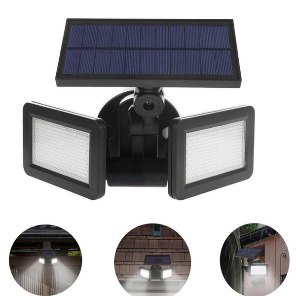 48led dual head solar light radar sensor spotlight outdoors solar garden light super bright yard flood led lamp waterproof
