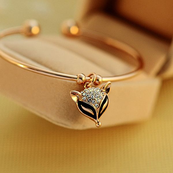 europe fashion jewelry cute rhinstone fox dangle rose gold bangle bracelet women's bracelets s715, Black
europe fashion jewelry cute rhinstone fox dangle rose gold bangle bracelet women's bracelets s715, Black