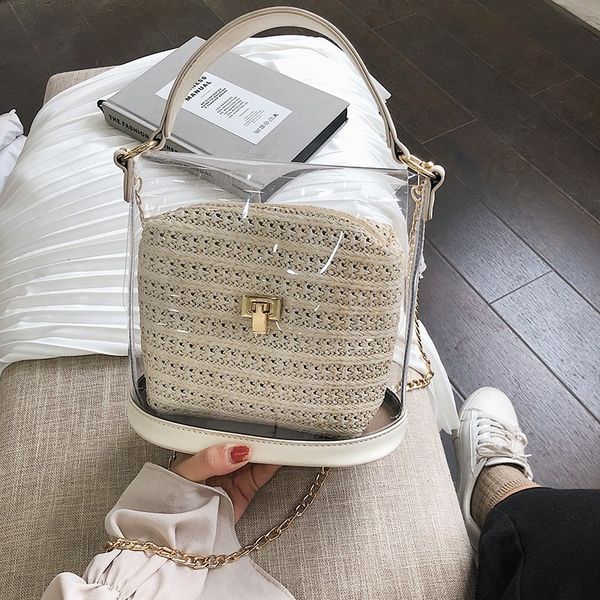 2019 transparent women bag straw bag for women new fashion shoulder small beach messenger female shoulder crossbody bucket
2019 transparent women bag straw bag for women new fashion shoulder small beach messenger female shoulder crossbody bucket