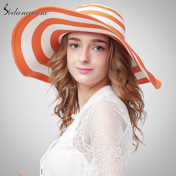 sedancasesa 2020 wide brim floppy hat summer sun beach hats for women snapback stripe straw hat women sun hats sw012309, Blue;gray
sedancasesa 2020 wide brim floppy hat summer sun beach hats for women snapback stripe straw hat women sun hats sw012309, Blue;gray