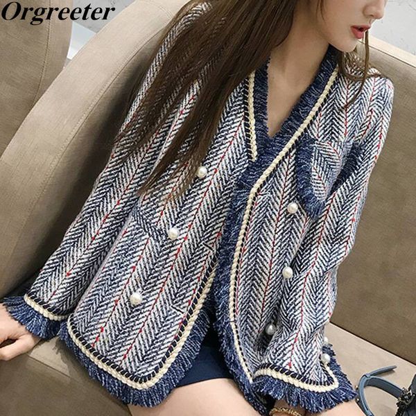 women elegant fashion tweed jacket pearl button striped weaving trim tassel jackets outerwear new 2019 fall winter cardigan coat, Black
women elegant fashion tweed jacket pearl button striped weaving trim tassel jackets outerwear new 2019 fall winter cardigan coat, Black