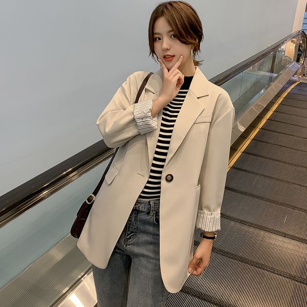 spring new korean version of small suit long-sleeve coat loose fashion casual mid-length suit womens, White;black
spring new korean version of small suit long-sleeve coat loose fashion casual mid-length suit womens, White;black