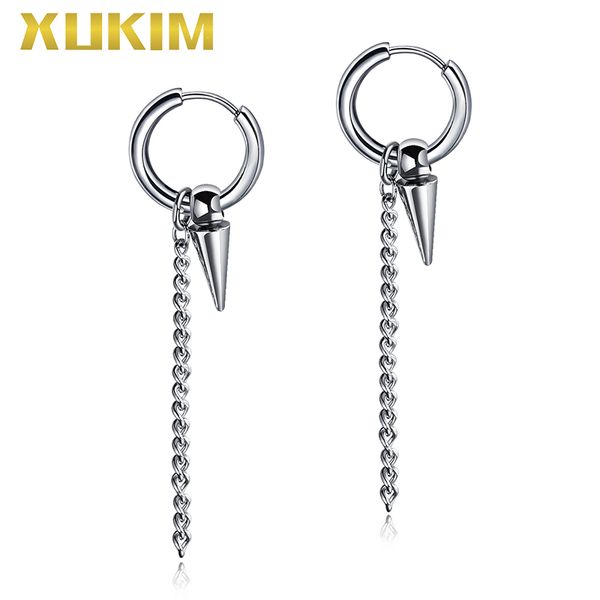 weo326 xukim jewelry hip hop punk style 2019 new design pointed cone men's earrings fashion hoop earrings, Golden;silver
weo326 xukim jewelry hip hop punk style 2019 new design pointed cone men's earrings fashion hoop earrings, Golden;silver