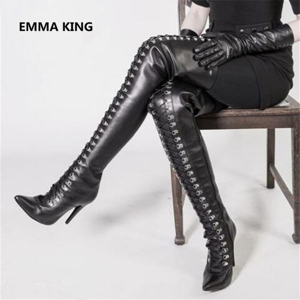 runway black leather women over the knee boots pointed toe cross-tied high heels shoes woman winter thigh high long knight boots
runway black leather women over the knee boots pointed toe cross-tied high heels shoes woman winter thigh high long knight boots