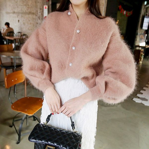 thick korean elegant mink cashmere cardigan women 2019 soft pearl button lantern sleeve sweater cardigan warm jumpers lt980s50, White
thick korean elegant mink cashmere cardigan women 2019 soft pearl button lantern sleeve sweater cardigan warm jumpers lt980s50, White