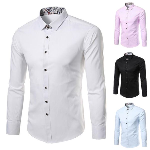 plus size men floral patchwork turn down collar long sleeve shirt slimed fit top, White;black
plus size men floral patchwork turn down collar long sleeve shirt slimed fit top, White;black