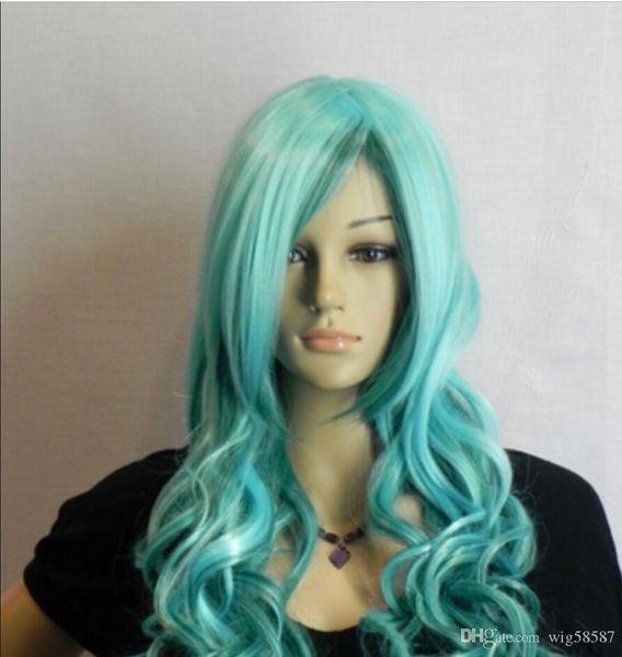 wig glamour womens long synthetic hair curly blue wig anime cosplay party full wigs, Black;brown
wig glamour womens long synthetic hair curly blue wig anime cosplay party full wigs, Black;brown