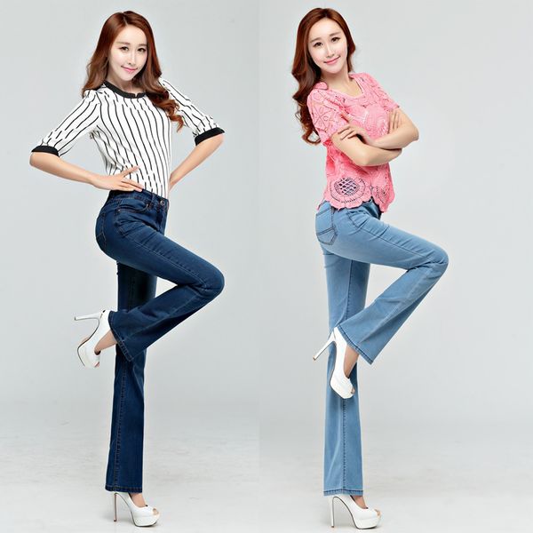 promotion new women's summer thin jeans girls denim boot cut pants long flares trousers, Blue
promotion new women's summer thin jeans girls denim boot cut pants long flares trousers, Blue