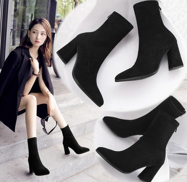 designer new pointed boots female fashion zipper suede stretch in the tube with boots thigh high shoes woman, Black
designer new pointed boots female fashion zipper suede stretch in the tube with boots thigh high shoes woman, Black