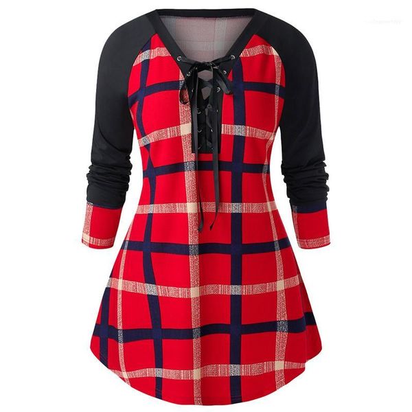 designer plaid blouse plus size panelled casual ladies female long sleeve tshirt clothing fashion women, White
designer plaid blouse plus size panelled casual ladies female long sleeve tshirt clothing fashion women, White