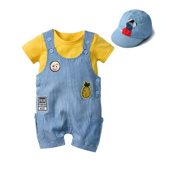 3pcs baby boy clothes set summer short sleeve rompers+ embroidery cartoon strap jeans pants + denim hat for boys newborn, White
3pcs baby boy clothes set summer short sleeve rompers+ embroidery cartoon strap jeans pants + denim hat for boys newborn, White