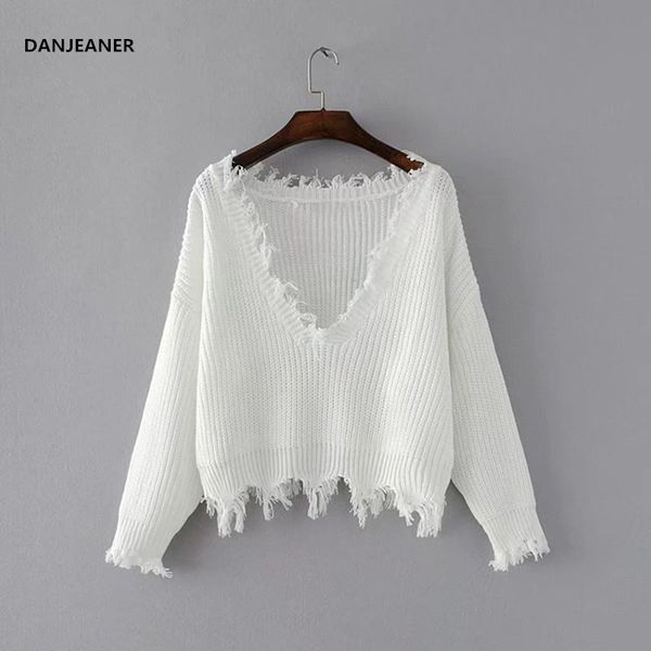 danjeaner tassel deep v knitted pullover female autumn winter white long sleeve knit crochet sweater women cropped jumper pull, White;black
danjeaner tassel deep v knitted pullover female autumn winter white long sleeve knit crochet sweater women cropped jumper pull, White;black
