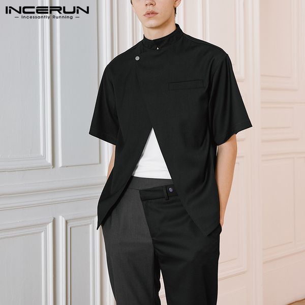 vintage men casual shirt 2020 short sleeve solid one button split shirts male retro stand collar irregular camisa incerun 7, White;black
vintage men casual shirt 2020 short sleeve solid one button split shirts male retro stand collar irregular camisa incerun 7, White;black