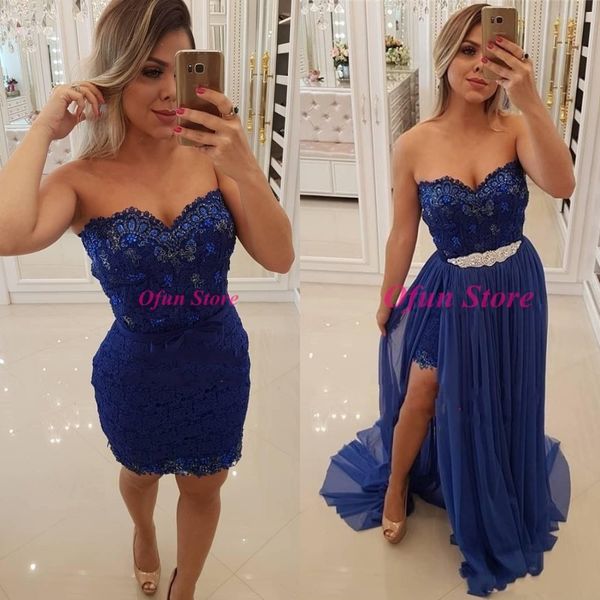gorgeous royal blue lace short cocktail dresses sweetheart neck beaded sash special occasion dresses with chiffon detachable train, Black
gorgeous royal blue lace short cocktail dresses sweetheart neck beaded sash special occasion dresses with chiffon detachable train, Black