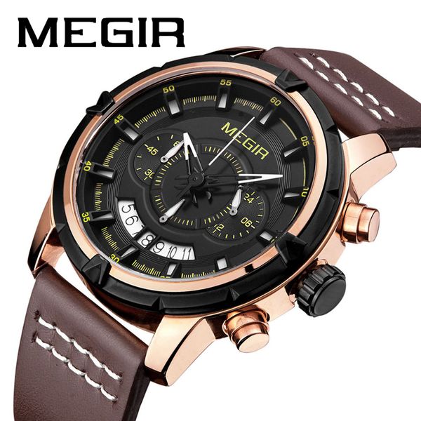 megir men's sports watch quartz watches calendar waterproof leather strap 2047g, Slivery;brown
megir men's sports watch quartz watches calendar waterproof leather strap 2047g, Slivery;brown