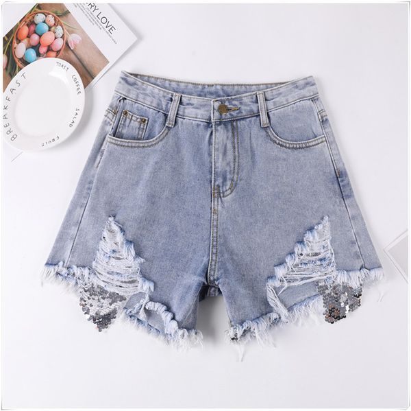 dalmazzo good quality women high waist sequins denim shorts pants 2019 summer korean fashion students hole tassel pants, Blue
dalmazzo good quality women high waist sequins denim shorts pants 2019 summer korean fashion students hole tassel pants, Blue