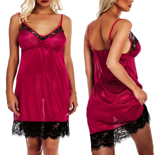 satin sleepwear women's nightgown erotic lingerie slips v-neck nightwear lace trim nightdress summer sleep dress, Black;red
satin sleepwear women's nightgown erotic lingerie slips v-neck nightwear lace trim nightdress summer sleep dress, Black;red