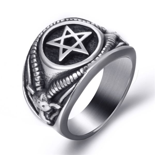 men stainless steel rings pentagram satan baphomet goat devil demon vintage jewelry, Golden;silver
men stainless steel rings pentagram satan baphomet goat devil demon vintage jewelry, Golden;silver