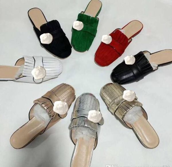 2019 slippers one-word slippers flat-soled half-slippers fringed metal buckled sandals designer ladies shoes large, Black
2019 slippers one-word slippers flat-soled half-slippers fringed metal buckled sandals designer ladies shoes large, Black