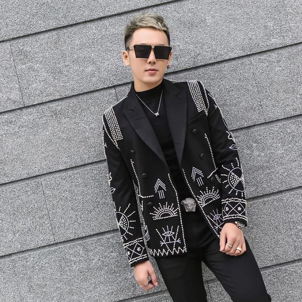 luxury mens black pearl beading jacket club/stage performance/studio/asia size/this is only jacket, White;black
luxury mens black pearl beading jacket club/stage performance/studio/asia size/this is only jacket, White;black