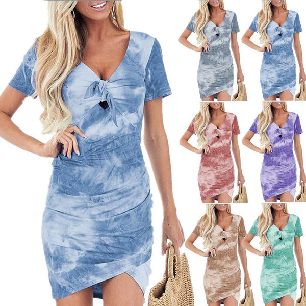 womens tie dye print dress summer fashion irregular v neck short sleeve tees designer famale clothing, Black;gray
womens tie dye print dress summer fashion irregular v neck short sleeve tees designer famale clothing, Black;gray